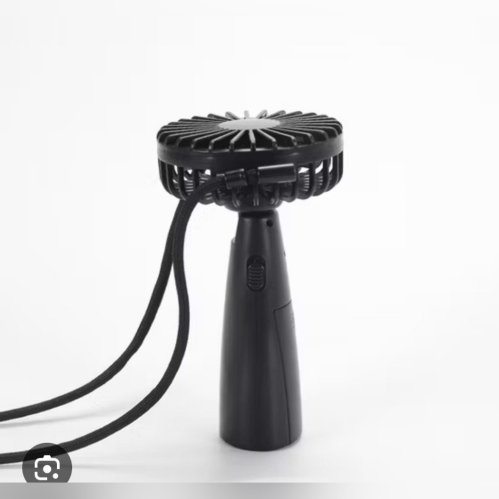 Mini Portable Battery Operated Black Handheld Fan With Lanyard NWT